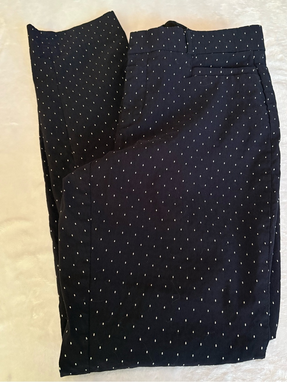Banana Republic Sloan Navy Skinny Pants with White Micro Dot Pattern Size 2